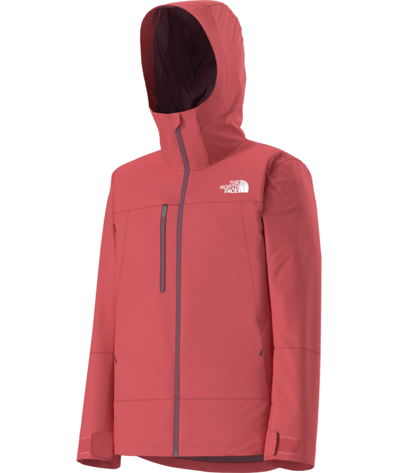 The North Face Rose Red Waterproof Hooded Shell Jacket – Helmet Hood Chest Zip Pockets Athletic Fit