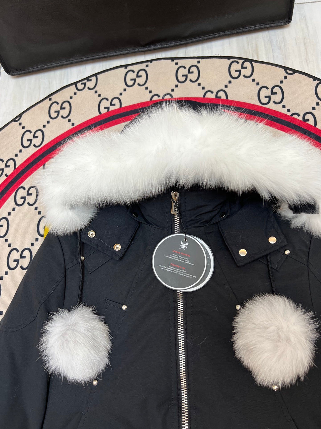 Moose Knuckles Black Pom-Pom Down Parka