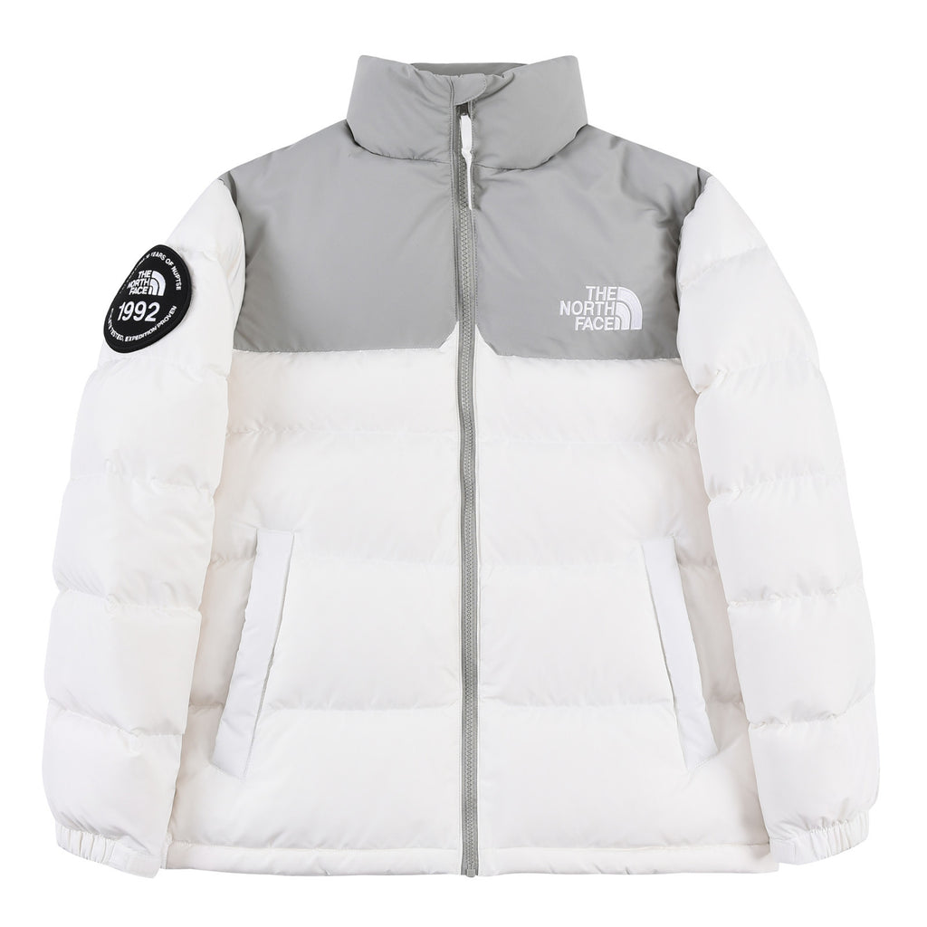 The North Face White Grey Nuptse 1992 Down Jacket – Colourblock 30th Anniversary Badge 700-Fill