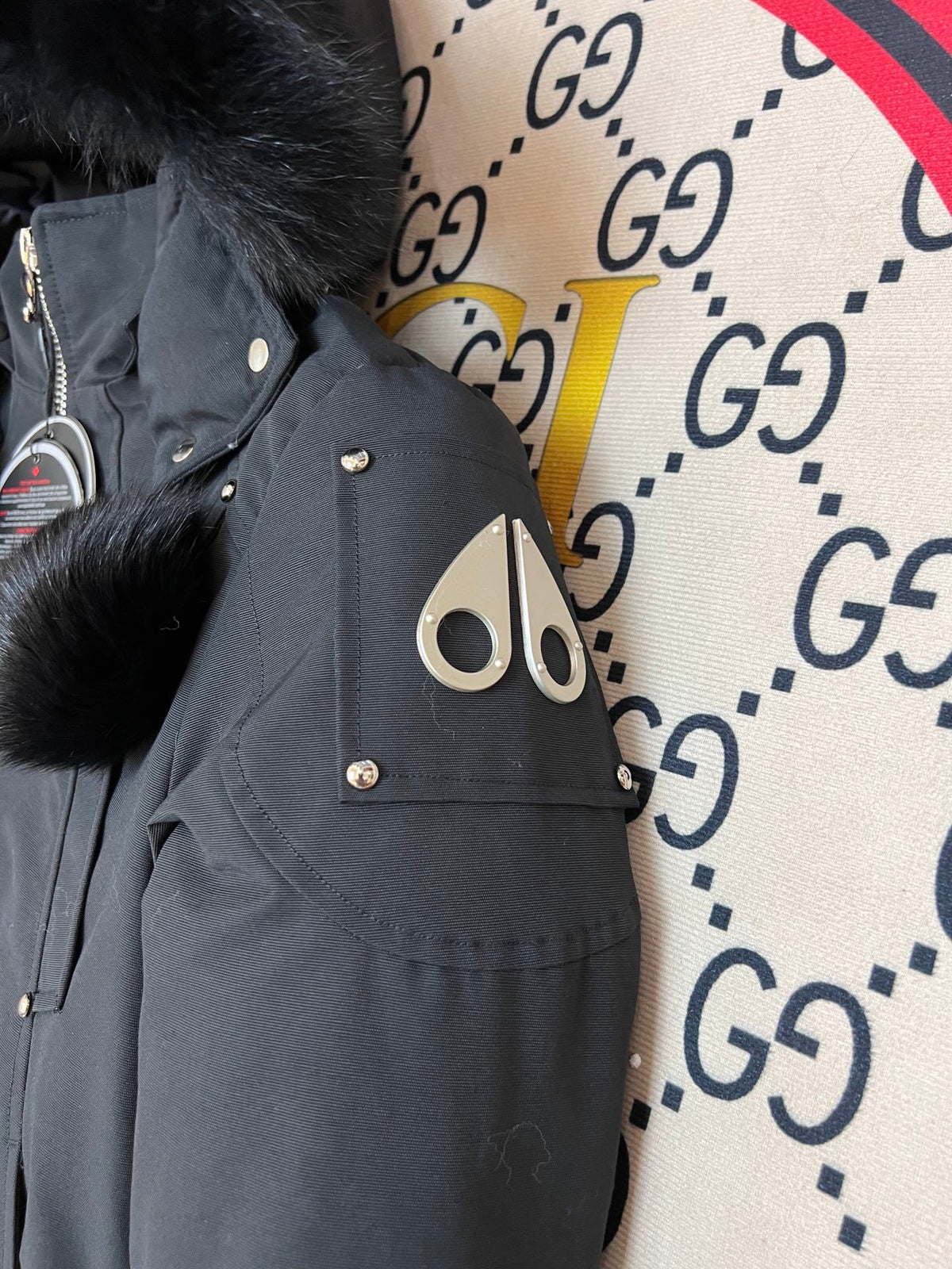 Moose Knuckles Black Pom-Pom Down Parka