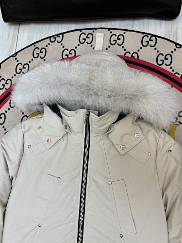 Moose Knuckles Cream Fur-Trim Down Parka