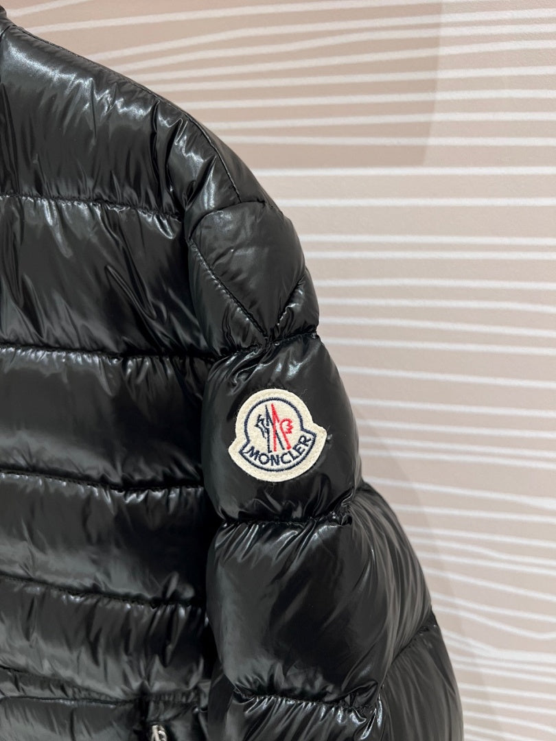 Moncler Black Glossy Shell Short Down Jacket – Iconic Badge