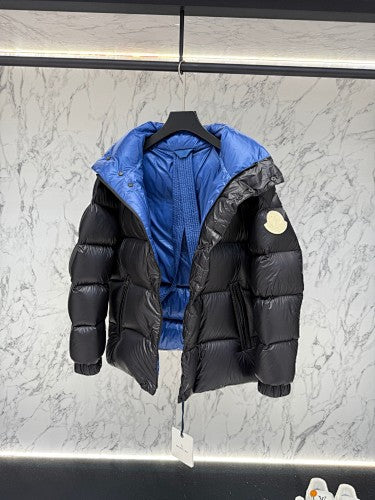 Moncler Black Oversized Down Jacket – Cobalt Blue Interior Contrast