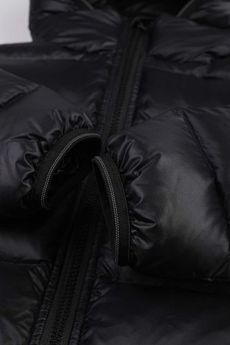 Canada Goose Black Lodge Down Hoody – 625-Fill Glossy Channel-Baffle Hooded Puffer Jacket with Arm Badge