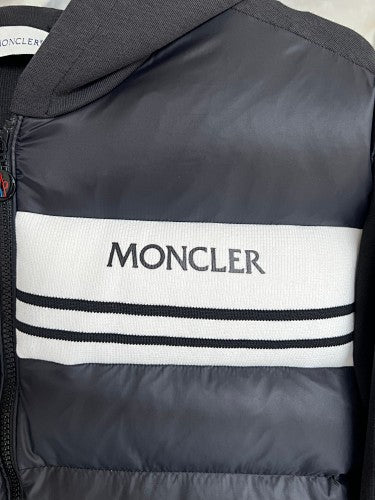 Moncler Black Knit-Panel Down Jacket