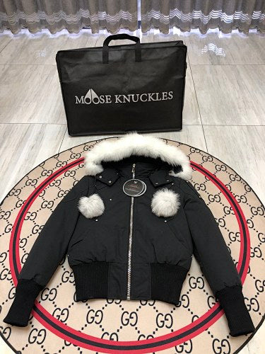 Moose Knuckles Black Pom-Pom Down Parka