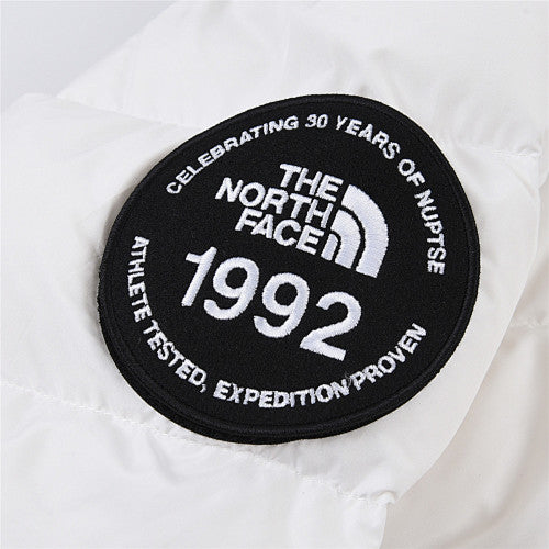 The North Face White Grey Nuptse 1992 Down Jacket – Colourblock 30th Anniversary Badge 700-Fill
