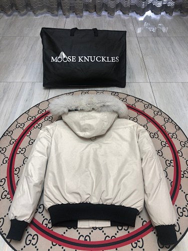 Moose Knuckles Cream Fur-Trim Down Parka
