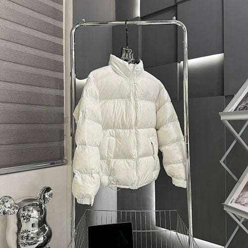 The North Face Pure White Nuptse 1996 Down Jacket – 700-Fill Tonal Monochrome Box Baffle Stand Collar No Hood
