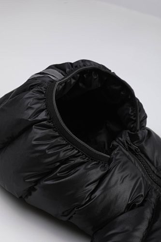 Canada Goose Black Lodge Down Hoody – 625-Fill Glossy Channel-Baffle Hooded Puffer Jacket with Arm Badge
