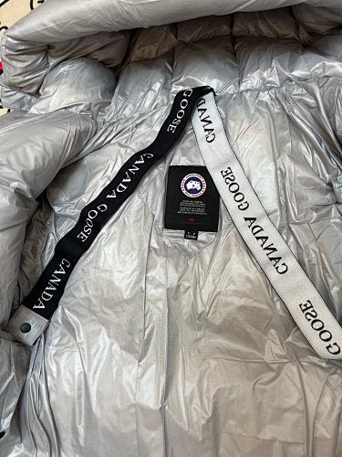 Canada Goose Silver Metallic Quilted Down Puffer Jacket