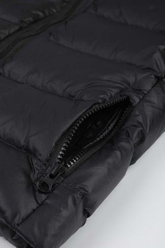Canada Goose Black Lodge Down Hoody – 625-Fill Glossy Channel-Baffle Hooded Puffer Jacket with Arm Badge