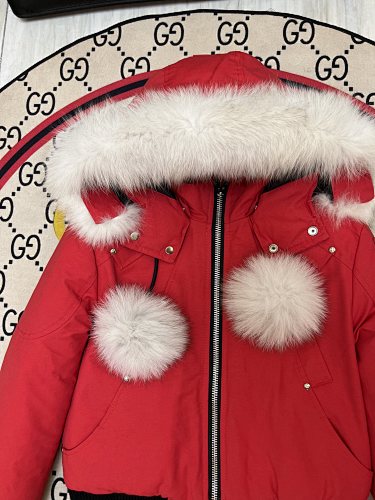 Moose Knuckles Red Pom-Pom Down Parka