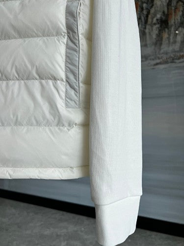 Moncler White Knit-Panel Down Jacket
