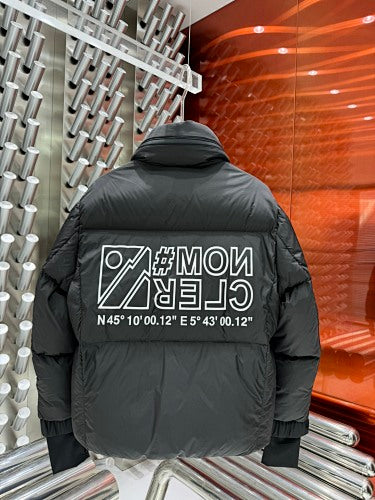 Moncler Grenoble Dark Grey Technical Down Jacket – Mountain Logo Print #MONCLER Sleeve