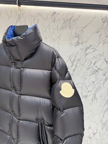 Moncler Black Oversized Down Jacket – Cobalt Blue Interior Contrast