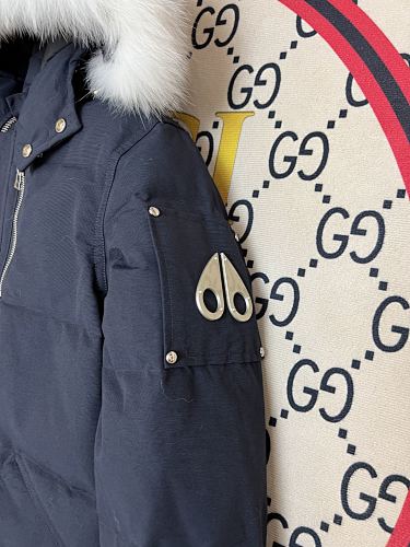Moose Knuckles Navy Oversized Fur-Trim Down Parka