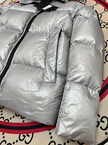 Canada Goose Silver Metallic Quilted Down Puffer Jacket