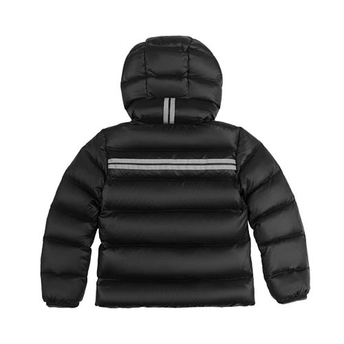 Canada Goose Black Lodge Down Hoody – 625-Fill Glossy Channel-Baffle Hooded Puffer Jacket with Arm Badge