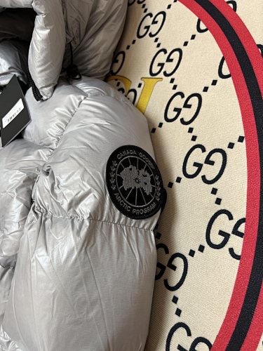 Canada Goose Silver Metallic Quilted Down Puffer Jacket