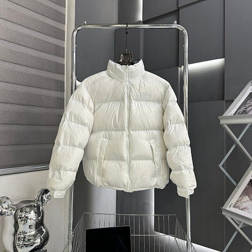 The North Face Pure White Nuptse 1996 Down Jacket – 700-Fill Tonal Monochrome Box Baffle Stand Collar No Hood