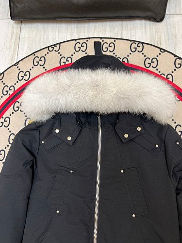 Moose Knuckles Black Fur-Trim Down Parka