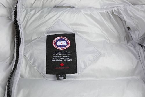 Canada Goose White Lodge Down Hoody – 625-Fill Glossy Channel-Baffle Hooded Puffer Jacket with Red Arm Badge