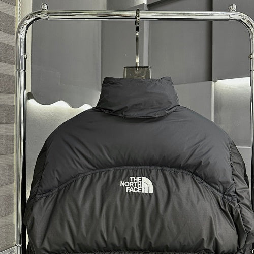 The North Face Triple Black Nuptse 1996 Down Jacket – 700-Fill Tonal Monochrome Box Baffle Stand Collar No Hood