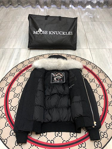 Moose Knuckles Black Fur-Trim Down Parka