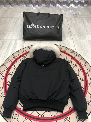 Moose Knuckles Black Fur-Trim Down Parka