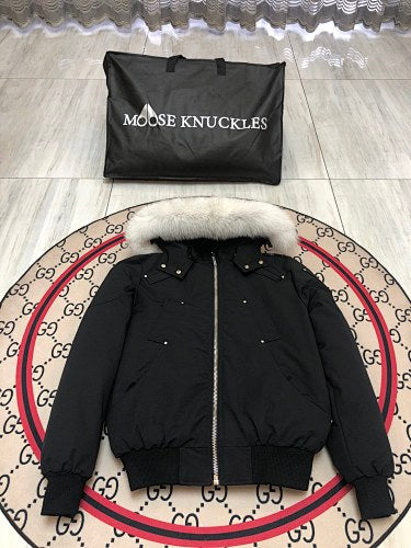 Moose Knuckles Black Fur-Trim Down Parka