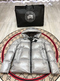 Canada Goose Silver Metallic Quilted Down Puffer Jacket