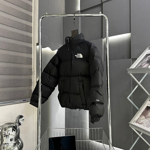 The North Face Triple Black Nuptse 1996 Down Jacket – 700-Fill Tonal Monochrome Box Baffle Stand Collar No Hood