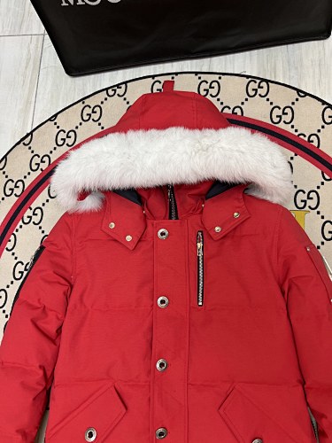 Moose Knuckles Red Oversized Fur-Trim Down Parka