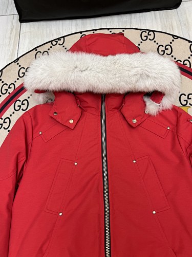 Moose Knuckles Red Fur-Trim Down Parka