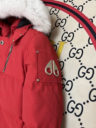 Moose Knuckles Red Oversized Fur-Trim Down Parka