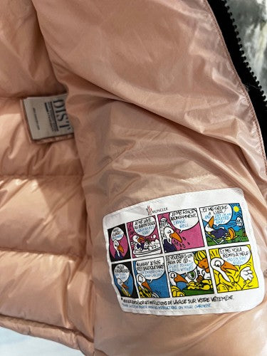 Moncler Rose Gold Glossy Down Jacket – Arm Badge Flap Pocket Hooded