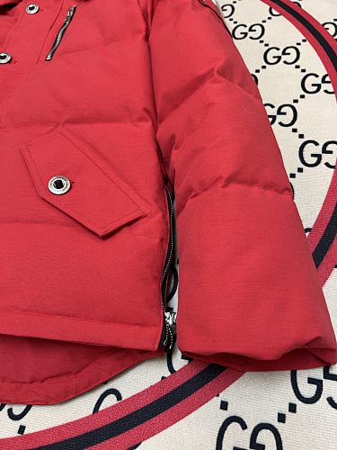 Moose Knuckles Red Oversized Fur-Trim Down Parka