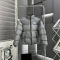 The North Face Silver Grey Nuptse 1996 Down Jacket – 700-Fill Tonal Monochrome Box Baffle Stand Collar No Hood