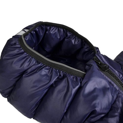Canada Goose Navy Lodge Down Hoody – 625-Fill Glossy Channel-Baffle Hooded Puffer Jacket with Red Arm Badge