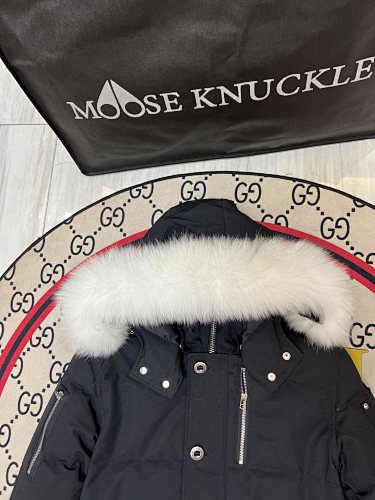 Moose Knuckles Black Oversized Fur-Trim Down Parka