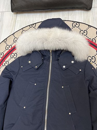 Moose Knuckles Navy Fur-Trim Down Parka