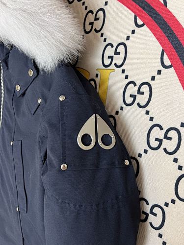 Moose Knuckles Navy Fur-Trim Down Parka