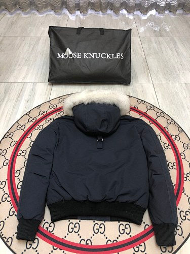 Moose Knuckles Navy Fur-Trim Down Parka