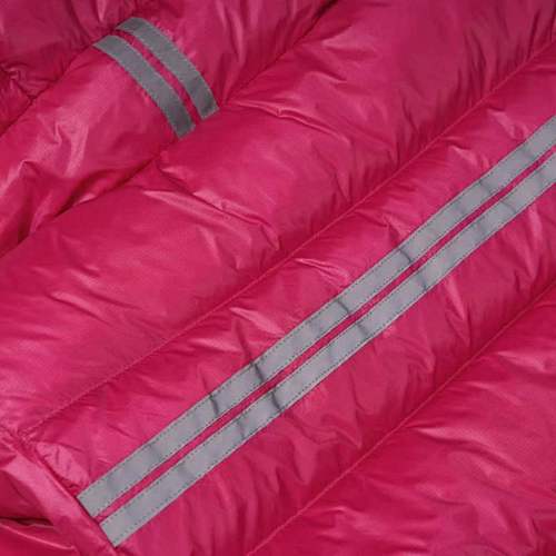Canada Goose Fuchsia Lodge Down Hoody – 625-Fill Glossy Channel-Baffle Hooded Puffer Jacket with Arctic Program Arm Badge