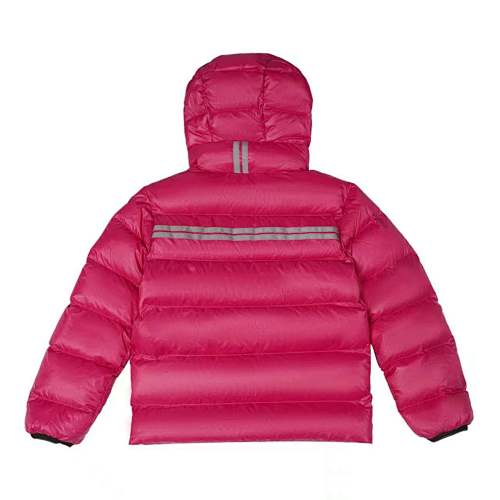 Canada Goose Fuchsia Lodge Down Hoody – 625-Fill Glossy Channel-Baffle Hooded Puffer Jacket with Arctic Program Arm Badge