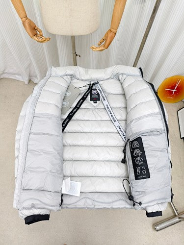 Canada Goose White Quilted Down Bomber Jacket