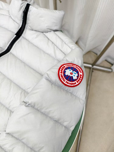 Canada Goose White Quilted Down Bomber Jacket