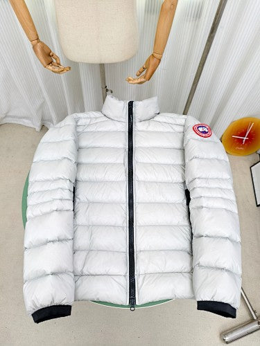 Canada Goose White Quilted Down Bomber Jacket