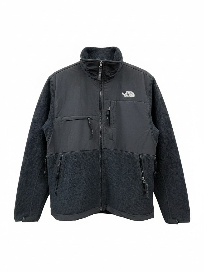 The North Face Black Denali Fleece Jacket – Polartec Softshell Panel Stand Collar Zip Pockets